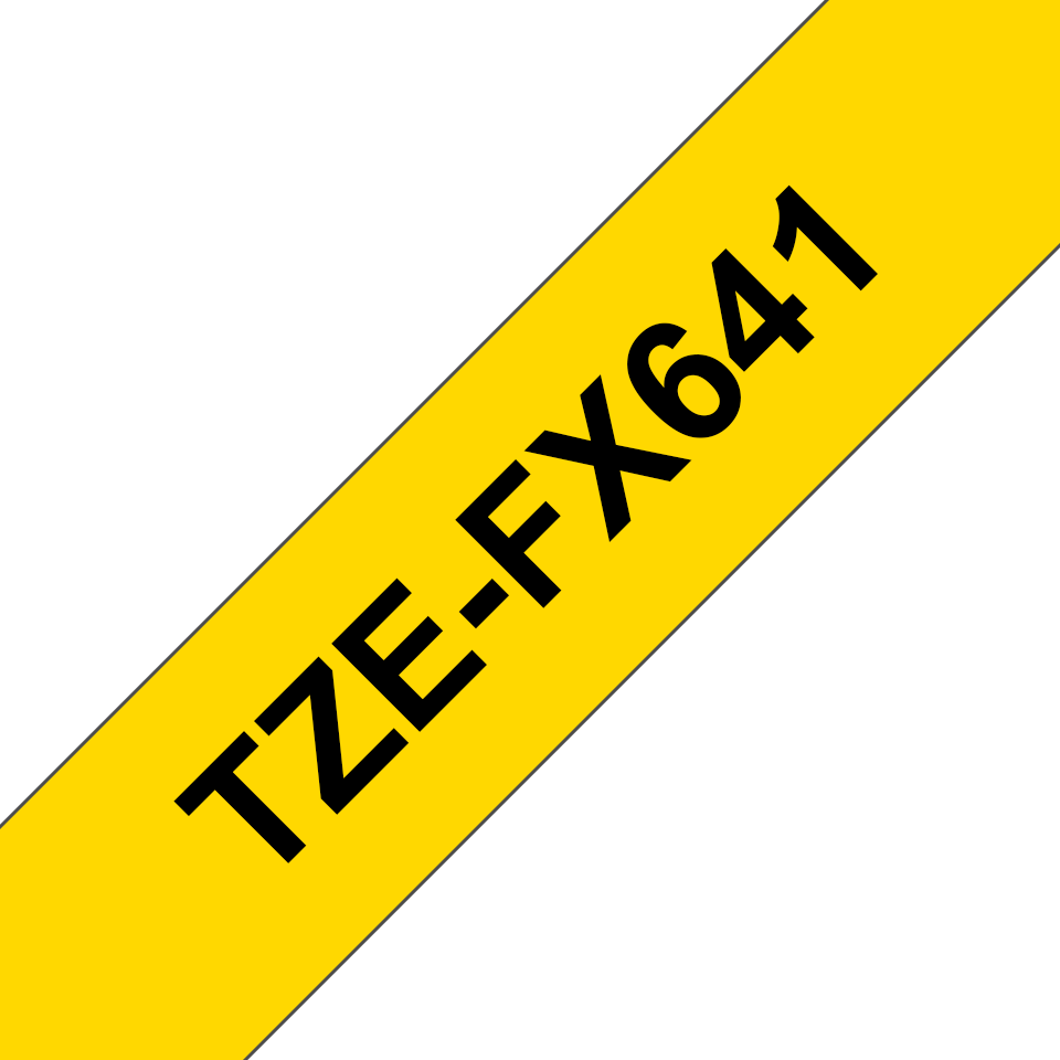 Genuine Brother TZe-FX641 Labelling Tape Cassette – Black on Yellow Flexible-ID, 18mm wide